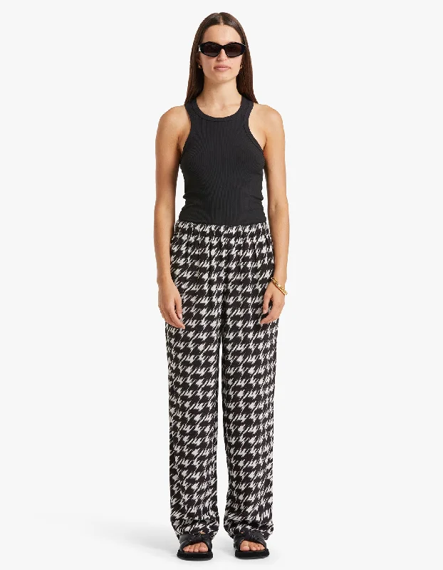 Aiden Pant - Houndstooth Print Casual Drawstring Pants