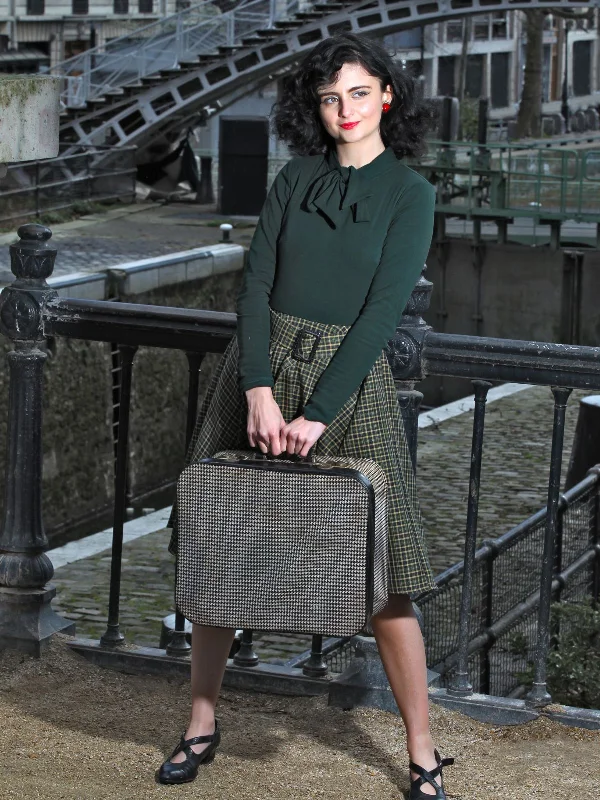 Dark Green 1950s Plaid Knitting Dress