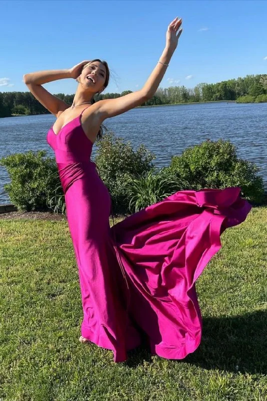 Elegant Hot Pink Mermaid Long Prom Dress    cg22339