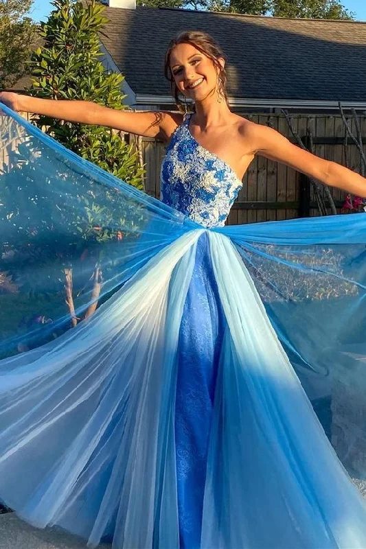 Gorgeous Floral Blue Prom Dress    cg22233