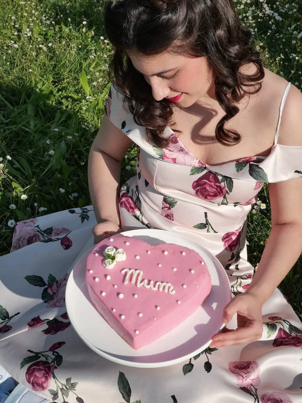 Pink 1950s Floral Spaghetti Strap Dress