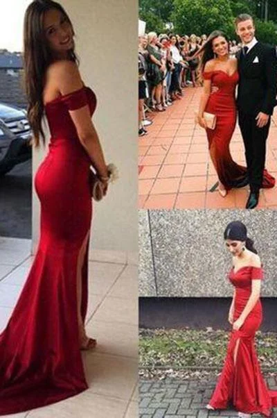 Mermaid Sexy Open Backs V neckline Burgundy Red Evening Dress Trumpets Shape Dress