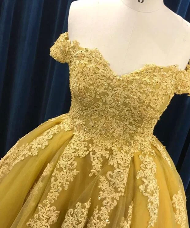 Charming Tulle Ball Gown Off Shoulder Lace Appliques Prom Dress, Sweet 16 Gown cg22609 Charming Tulle Ball Gown Off Shoulder Lace Appliques Prom Dress, Sweet 16 Gown cg22609