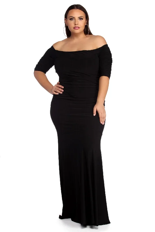 Plus Stella Stylish Formal Ruched Dress