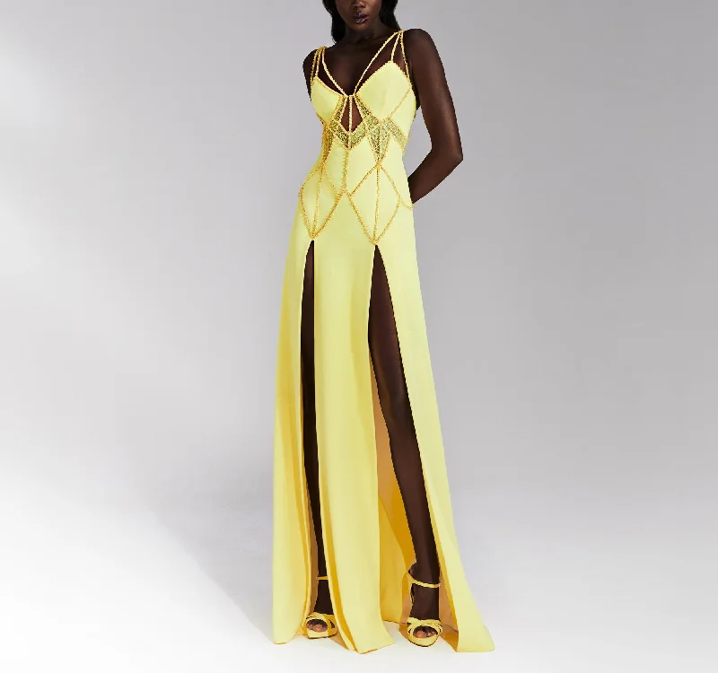 A Double Slit Crepe Dress