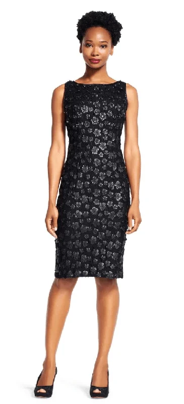 Adrianna Papell AP1E200023 Short Sleeveless Cocktail Party Dress Crew Neckline Casual