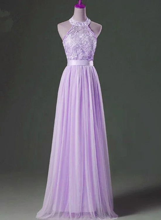 Beautiful Lavender Tulle Long Formal Gown, Lace and Tulle Elegant Party Dress, Prom Dress Tunics Sophisticated sleek