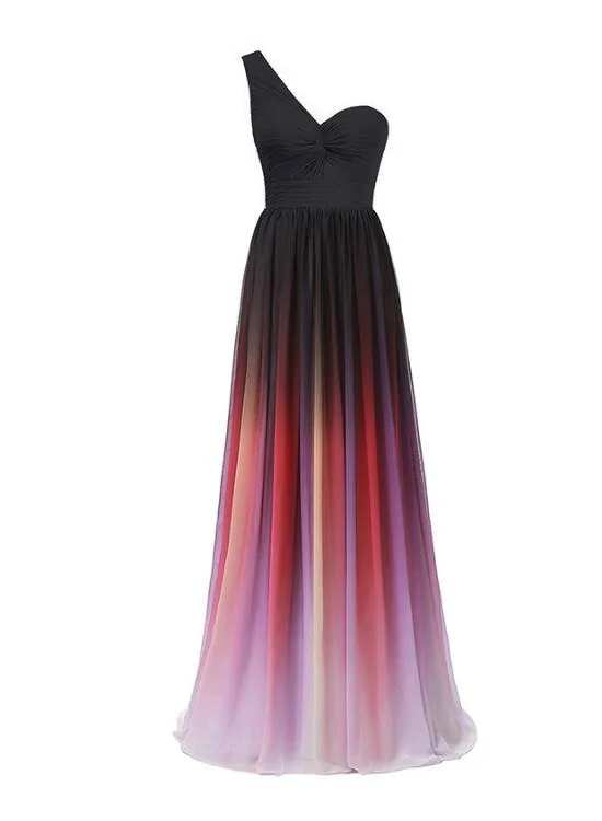 Beautiful One Shoulder Gradient Elegant Party Dress, Charming Formal Gowns Tunics Practical durable