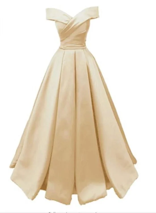 Champagne Satin Off Shoulder Satin A-line New Style Party Dress, Long Prom Dress 2021 Tunics Plaid country Champagne Satin Off Shoulder Satin A-line New Style Party Dress, Long Prom Dress 2021 Tunics Plaid country