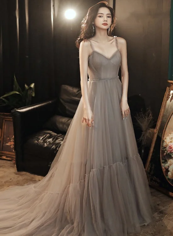 Charming Tulle Sweetheart Straps Long Formal Dress, A-line Prom Dress Evening Dress Tunics Essential wardrobe