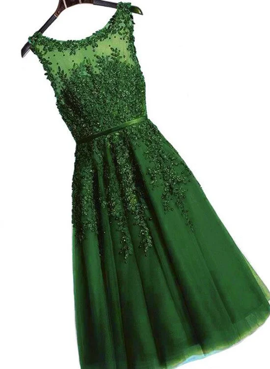 Dark Green Vintage Style Tea Length Formal Gown, Handmade Party Dress Tunics Fall fleece