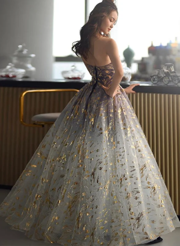 Floral Tulle New Style Strapless Floor Length Party Dress, Long Formal Dress Evening Dress Tunics Running lightweight Floral Tulle New Style Strapless Floor Length Party Dress, Long Formal Dress Evening Dress Tunics Running lightweight