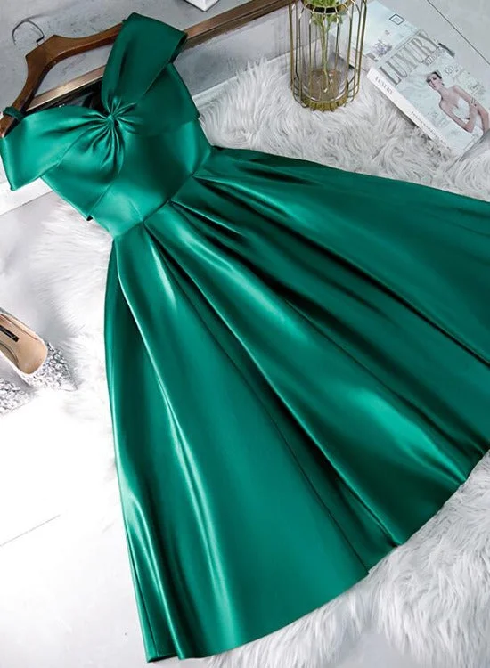 Green Satin Short Sweeetheart Off Shoulder Homecoming Dress, Green Short Party Dress Formal Dresses Tunics Review highly