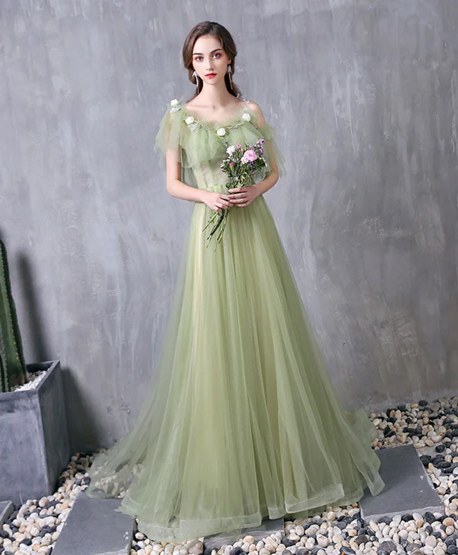 Green Tulle Lace Long Prom Dress Green Evening Dress Tunics Review highly