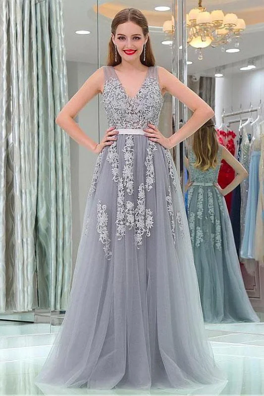 Double V Neck Long Evening Dress Chiffon Bridesmaid Dresses Pleated Skirt Elegant