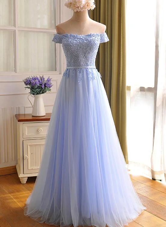 Light Blue Simple Bridesmaid Dresses, Beautiful Party Dresses Peplum Ruffle Cocktail