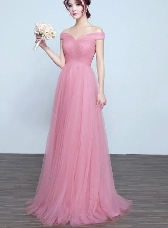 Lovely Pink Tulle Long Wedding Party Dress, Charming Tulle Gown Tunics Bestseller popular