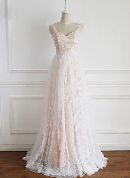 Lovely Simple Sweetheart Pink Straps Long Formal Dress, Pink A-line Party Dress Evening Dress empire Waist empire