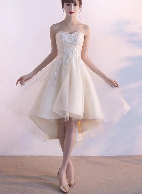 Lovely Sweetheart Champagne Tulle Party Dress, Cute Teen Junior Party Dress Tunics Essential wardrobe