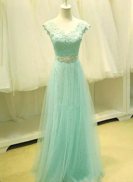 Mint Green Lace and Tulle A-line Junior Party Dress, Formal Gown, Prom Dress Tunics Practical durable