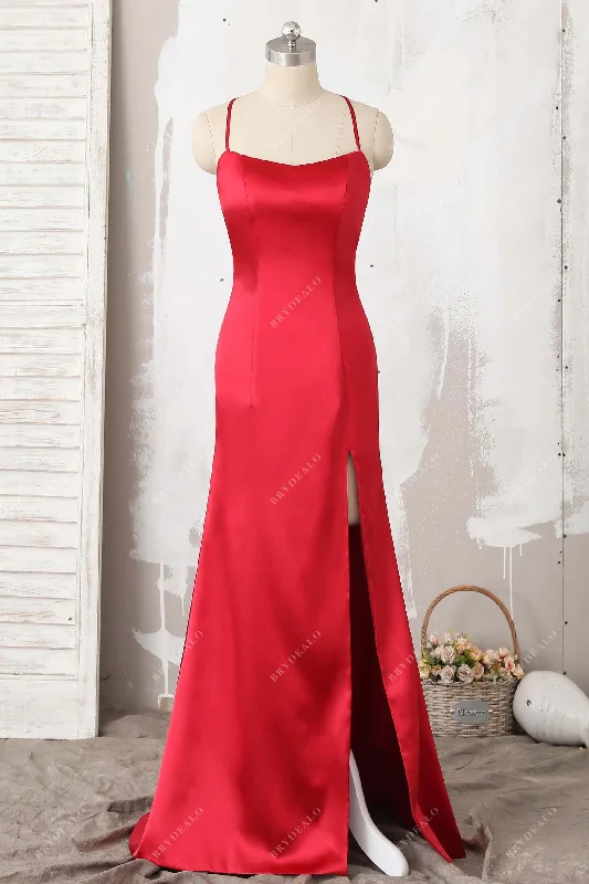Halter Strappy Back Slit Prom Simple Evening Dress Tunics Stylish modern