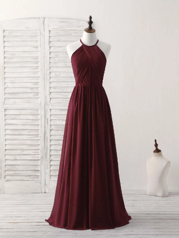 Simple Burgundy Chiffon Long Prom Dress, Burgundy Evening Dress Tunics Practical easy-care Simple Burgundy Chiffon Long Prom Dress, Burgundy Evening Dress Tunics Practical easy-care