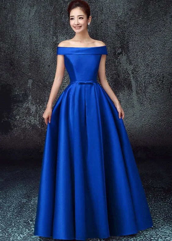 Simple Satin A-line Off Shoulder Floor Length Party Dress, Satin Prom Dress Evening Dress Sequined Elegant Party Simple Satin A-line Off Shoulder Floor Length Party Dress, Satin Prom Dress Evening Dress Sequined Elegant Party