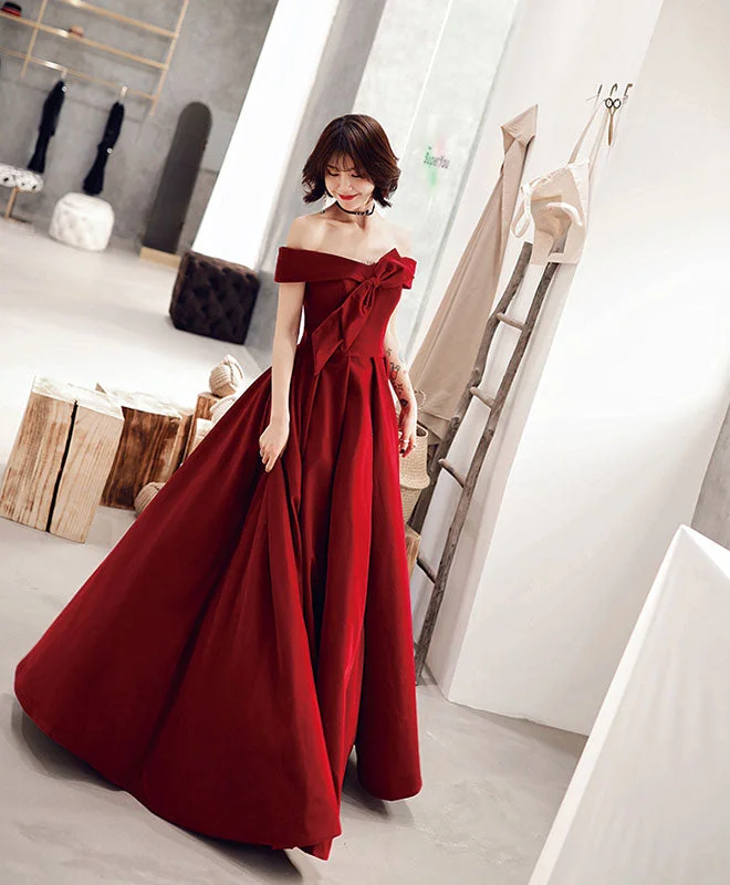 Simple Sweetheart Burgundy Long Prom Dress, Evening Dress Tunics Lace romantic