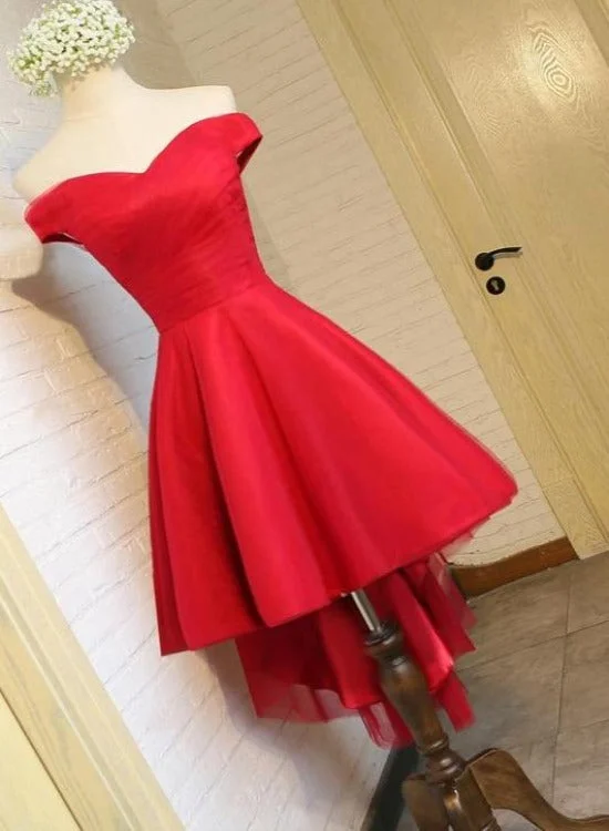 Simple Sweetheart Off Shoulder High Low Party Dress Homecoming Dress, Short Prom Dresses Tunics Gym athletic