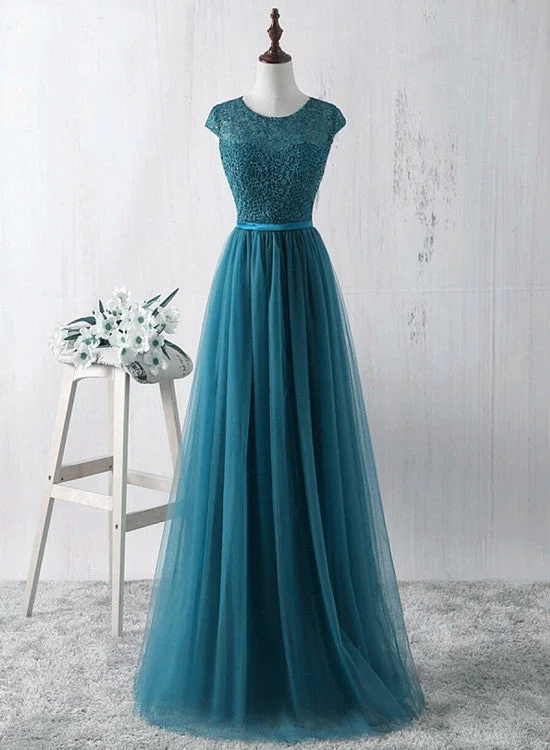 Simple Teal Blue Lace and Tulle Bridesmaid Dresss, Long Prom Dress, Party Dress Tunics Exclusive limited Simple Teal Blue Lace and Tulle Bridesmaid Dresss, Long Prom Dress, Party Dress Tunics Exclusive limited