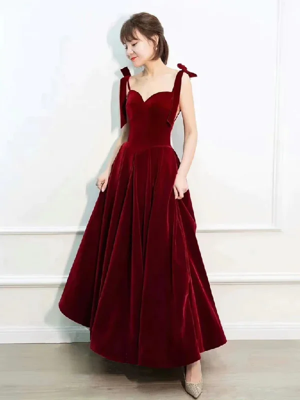 Sweetheart Neck Burgundy Velvet Long Prom Dresses, Sweetheart Neck Burgundy Velvet Long Formal Graduation Evening Dresses Tunics Formal black