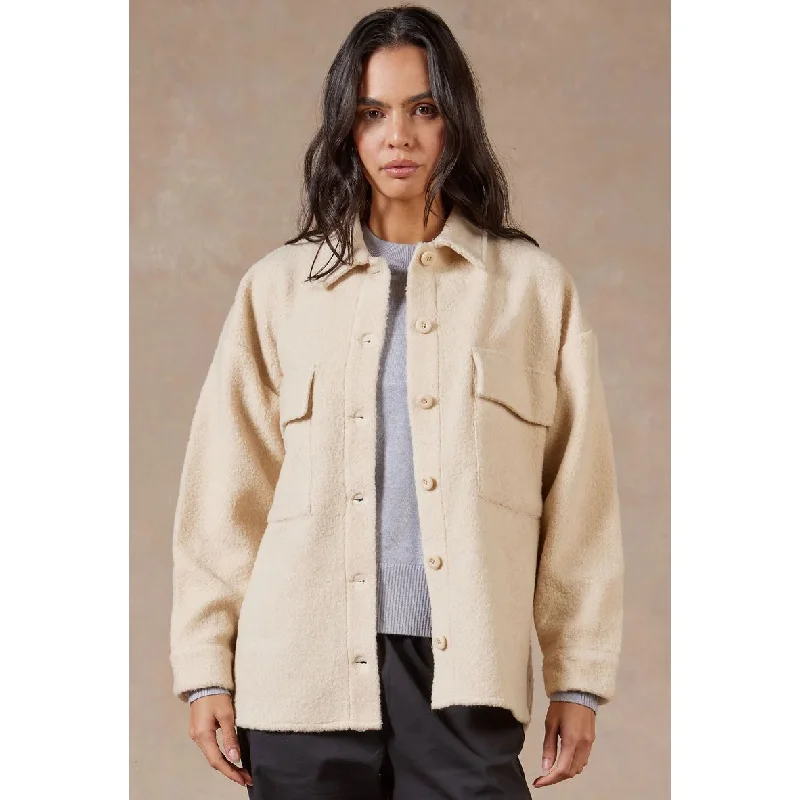 Academy Brand Women's Otago Overshirt- Natural Zippered Front Buttoned Front Snap Front Academy Brand Women's Otago Overshirt- Natural Zippered Front Buttoned Front Snap Front