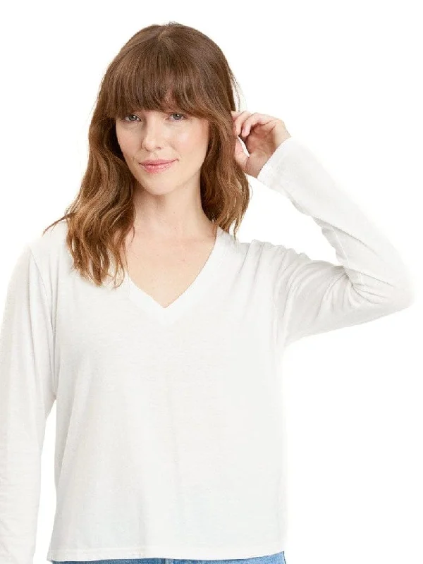Ada Triblend Long Sleeve V-Neck Tee Polka Dot Checkered Tartan