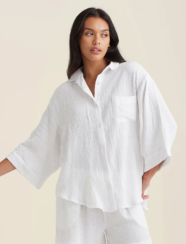 Ashley Textured Oversized Shirt Hooded Caped Shawl Collar