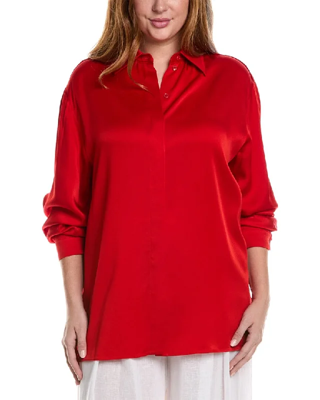 Michael Kors Collection Techno Charmeuse Boyfriend Shirt Mesh Fabric Canvas Fabric Denim Fabric Michael Kors Collection Techno Charmeuse Boyfriend Shirt Mesh Fabric Canvas Fabric Denim Fabric