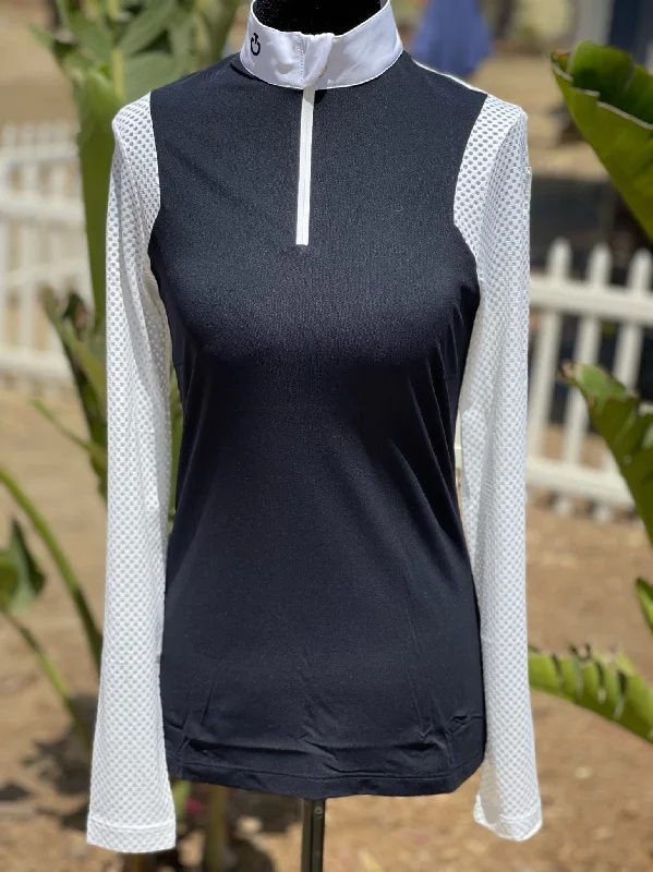 Cavalleria Toscana Lightweight Piquè and Tech Mesh L/S Zip Shirt - SALE! Thin T-Shirt Open Front Quick Dry