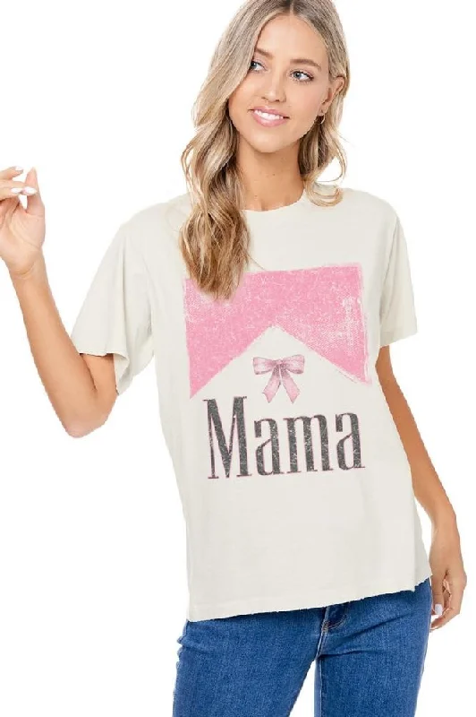 Coquette Ribbon Mama Graphic Tee Hooded Caped Shawl Collar