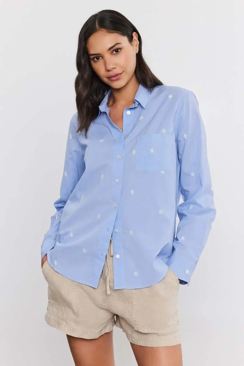 Velvet - Emberly Shirt in Mist Spandex Blend Rayon Blend Denim Blend