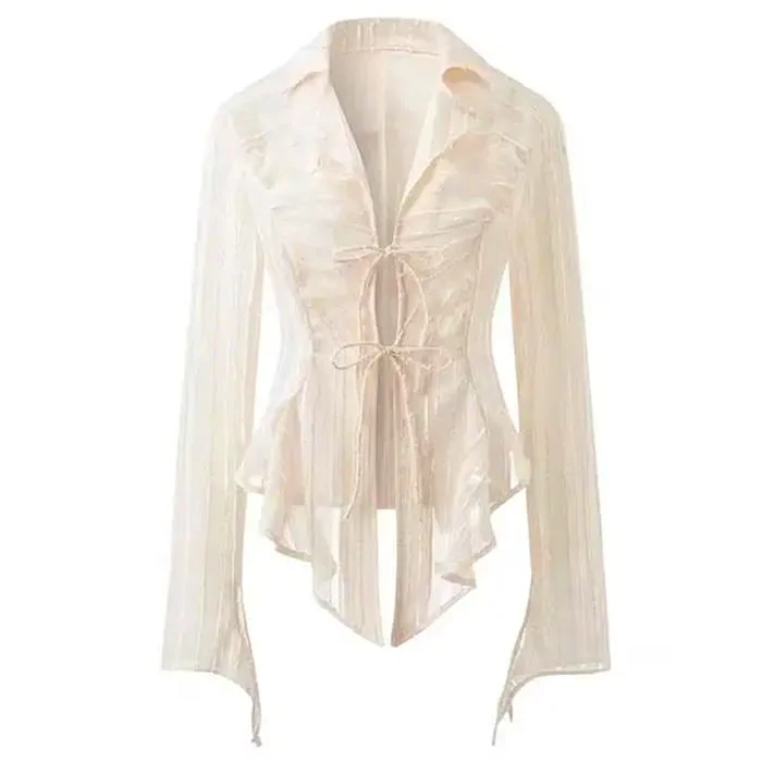 Fairycore Lace Up Shirt Rayon Velvet Corduroy
