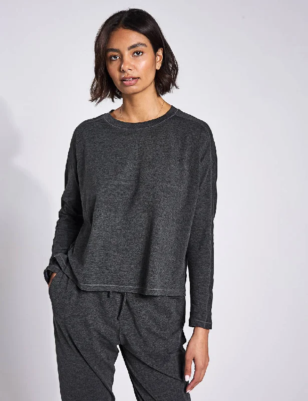 ReSet Long Sleeve Tee - Moon Heather Fleece Nylon Spandex