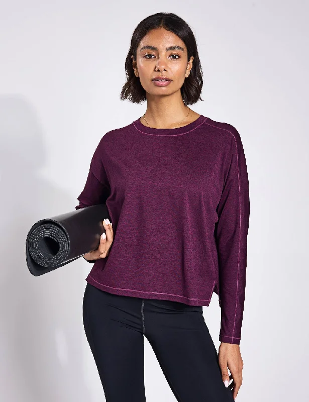 ReSet Long Sleeve Tee - Plum Heather Modern Contemporary Chic