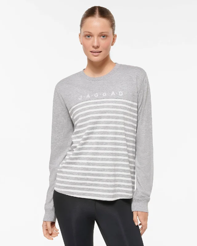HARLEM CLASSIC LONG SLEEVE TEE GREY Solid Print Embellished
