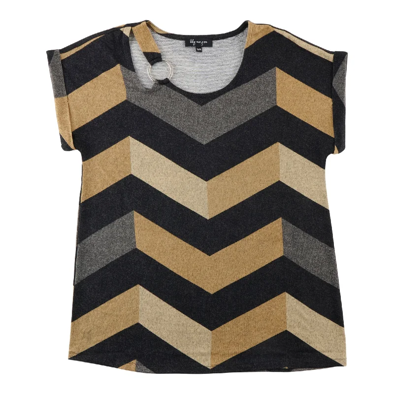 lily morgan Women's Tee with Ring Detail Terry Blend Velvet Blend Canvas Blend