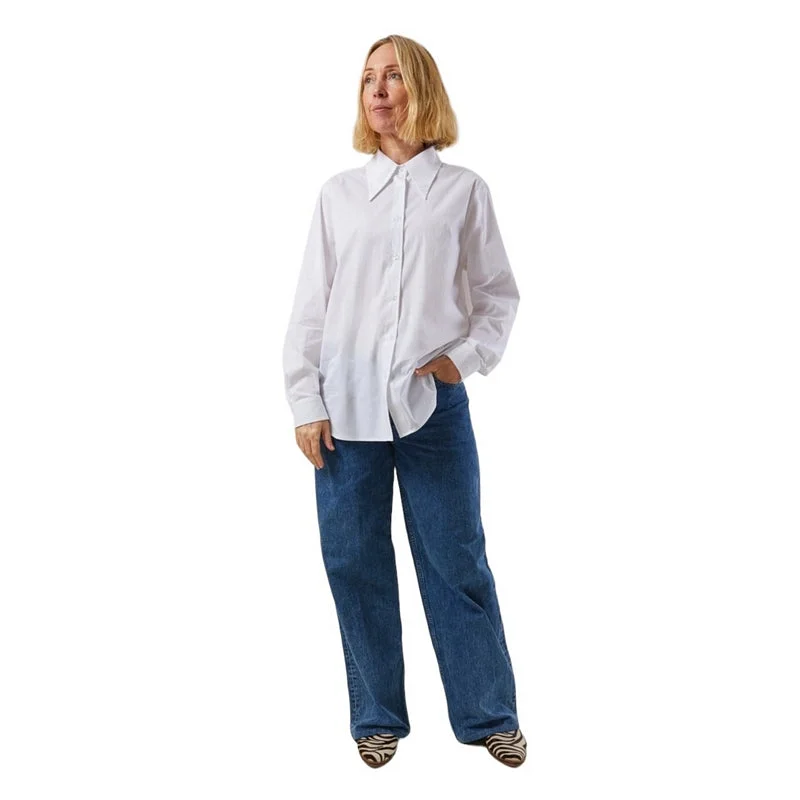 Lisa Shirt in White Handmade Hand-knitted Hand-woven