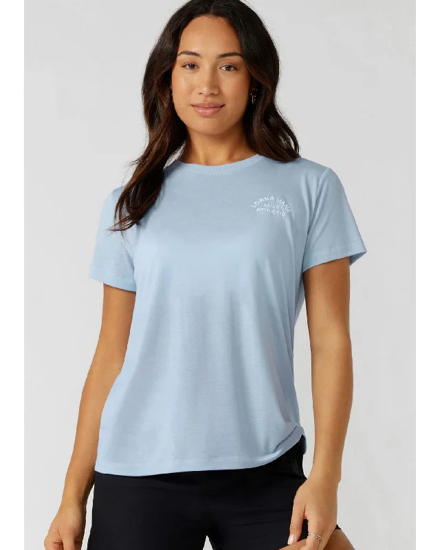 Lorna Jane Lotus T Shirt - Light Moontide Collared Crew Neck Turtle Neck