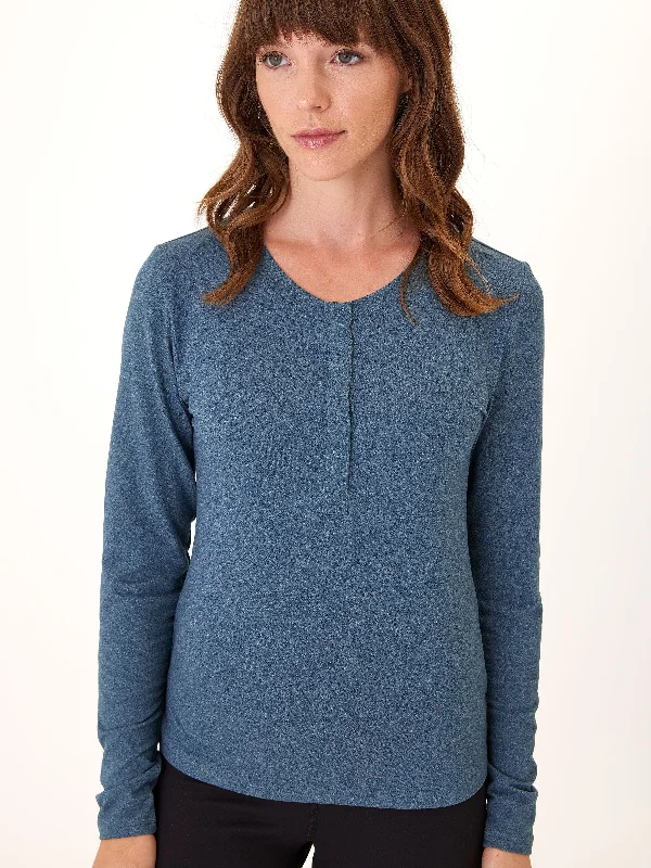 Lyla Luxe Jersey Henley Tee Collared Crew Neck Turtle Neck