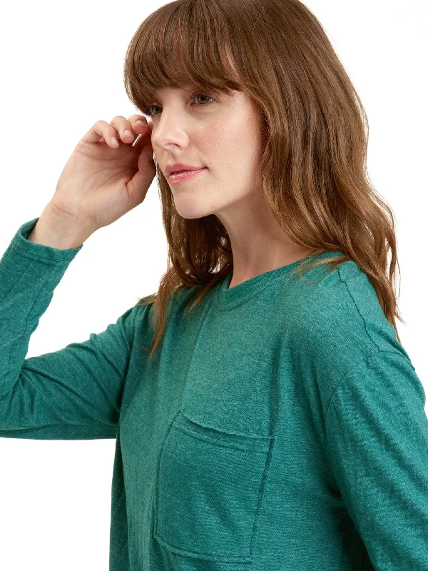 Maggie Triblend Long Sleeve Pocket Tee Embroidered Appliqued Beaded
