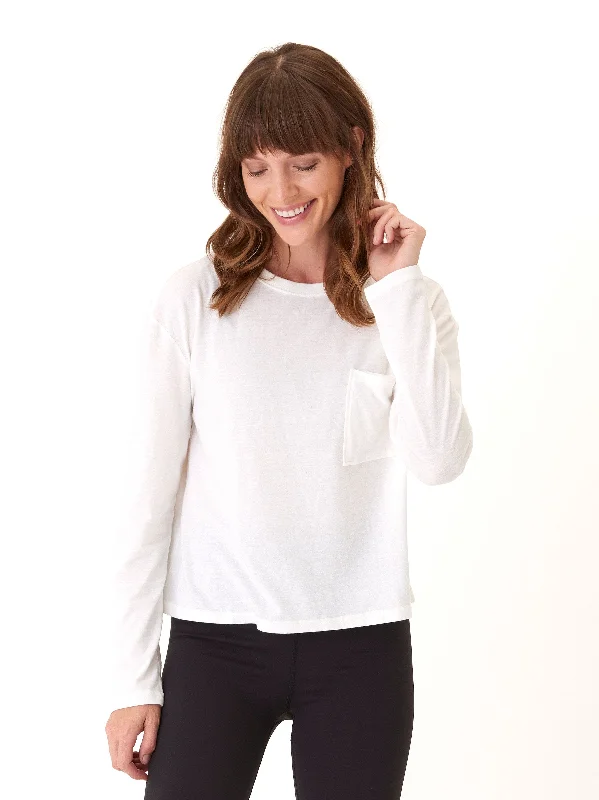 Maggie Triblend Long Sleeve Pocket Tee Chenille Blend Fleece Blend Nylon Blend