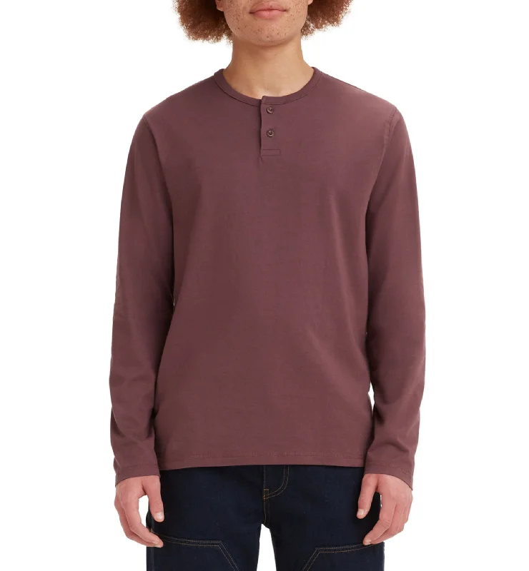 Men's Standard Fit Long Sleeve Henley T-Shirt Collared T-Shirt Boat Neck A-Line