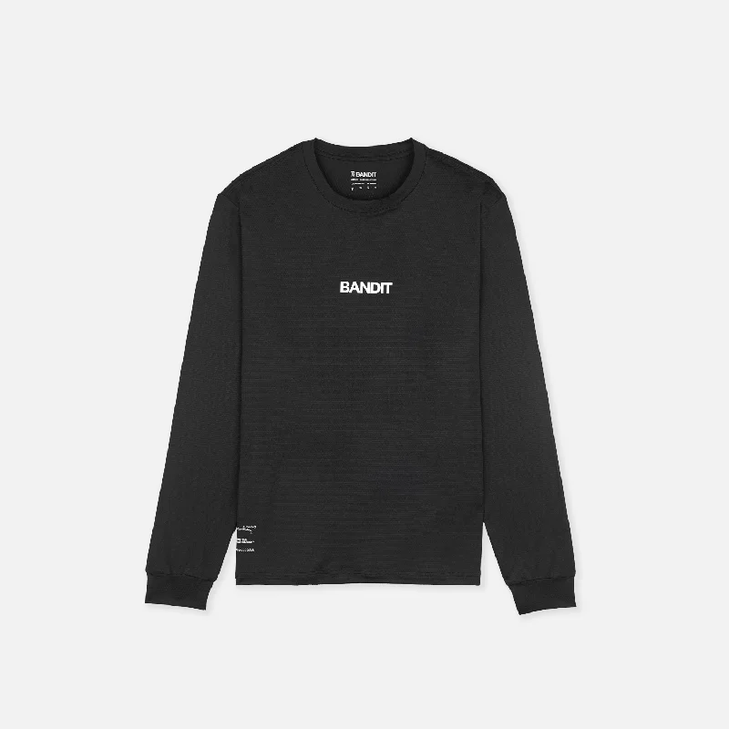Micromesh™ "Topographic" Long Sleeve Tee - Unisex, Black Chenille Brocade Lace